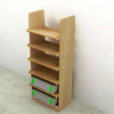 Drill box / Power tool box (500mm) plywood storage rack